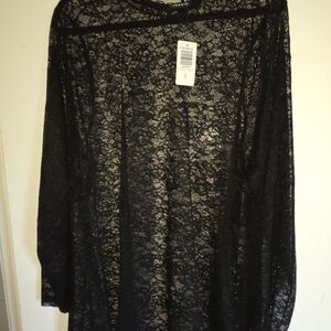 Torrid Sheer Black Lace Blouse
